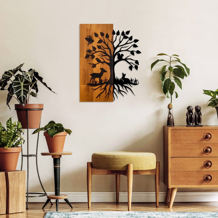 Wallity Nature Accesorio Decorativo de Pared de Madera y Metal Nogal y Negro